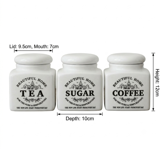 Porcelain Jar Set - 3 Pcs